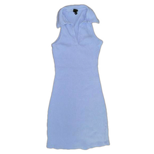 Sleeveless collar ribbed fitted dress XS